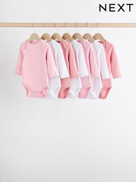 Rosa/blanco - Essential Long Sleeve 100% Cotton Baby Bodysuits (K79576) | 19 € - 22 €