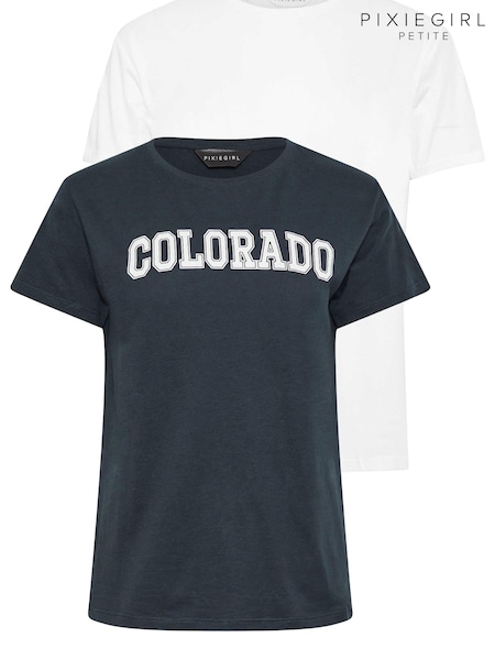 PixieGirl Petite Blue Colorado Short Sleeve 100% Cotton T-Shirt 2 Pack (K79591) | €14