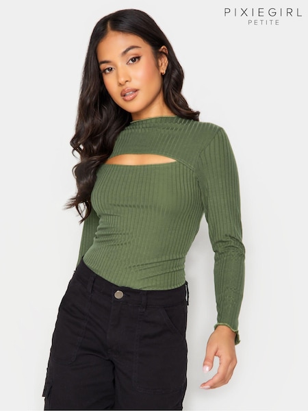 Vihreä - PixieGirl Petite Salaatin reuna leikattu toppi (K79599) | €35