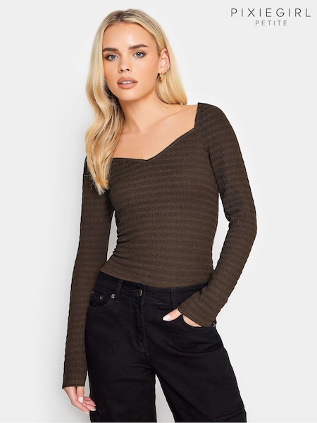 Brown - PixieGirl Petite Sweetheart Popcorn Top (K79602) | 34 €