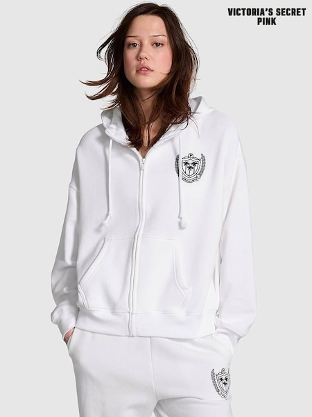 Victoria's Secret PINK Optic White Zip Up Fleece Hoodie (K79643) | €52