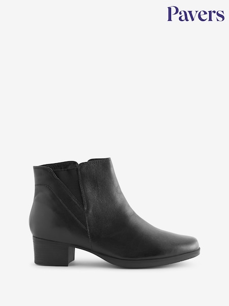 Pavers Heeled Leather Black Ankle Boots (K79667) | €72