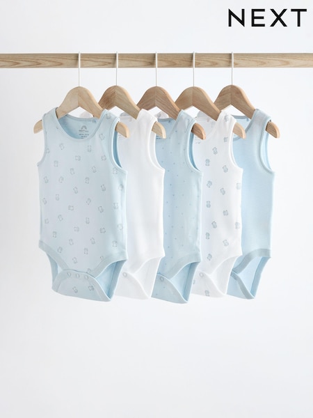 Blau/Bärenprint - Baby Vests 5 Pack (K79695) | 16 € - 18 €