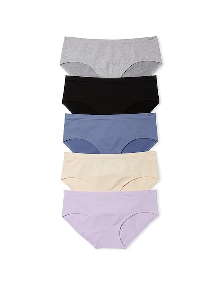 Victoria's Secret PINK Black/Grey/Nude/Blue/Purple Hipster 5 Pack Knickers (K79714) | €31