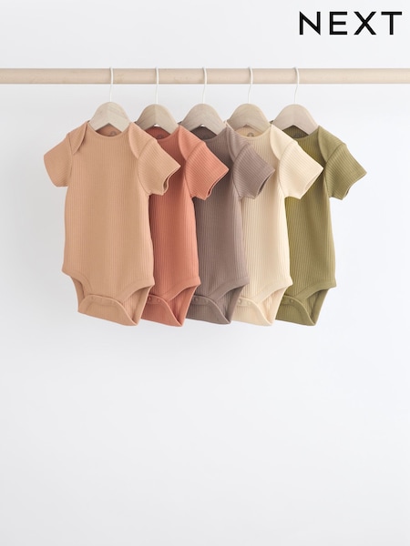 Muted Browns - Short Sleeve Bodysuits 5 Pack (K79805) | ‏59‏₪ - ‏67‏ ₪