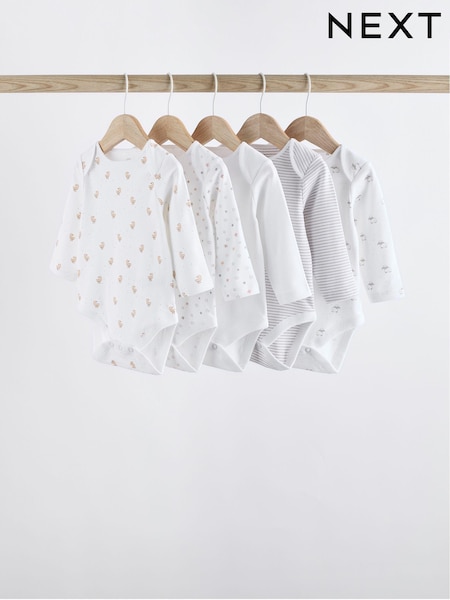 Diseño fino en blanco con animales - Long Sleeve Baby Bodysuits (K79876) | 17 € - 19 €