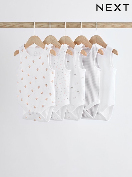 Diseño de animal delicado en blanco - Baby Vest Bodysuits 5 Pack (K79885) | 15 € - 18 €