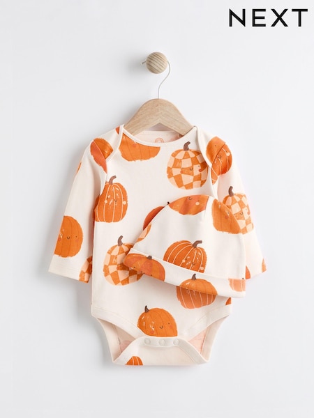 Pumpkin 100% Cotton Halloween Baby Bodysuit and Hat Set (K79904) | €5 - €5.50