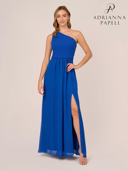 Adrianna Papell One Shoulder Chiffon Gown (K79924) | 688 QAR