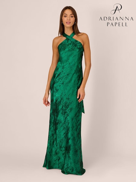 Adrianna by Adrianna Papell Green Halter Mermaid Gown (K79948) | €191