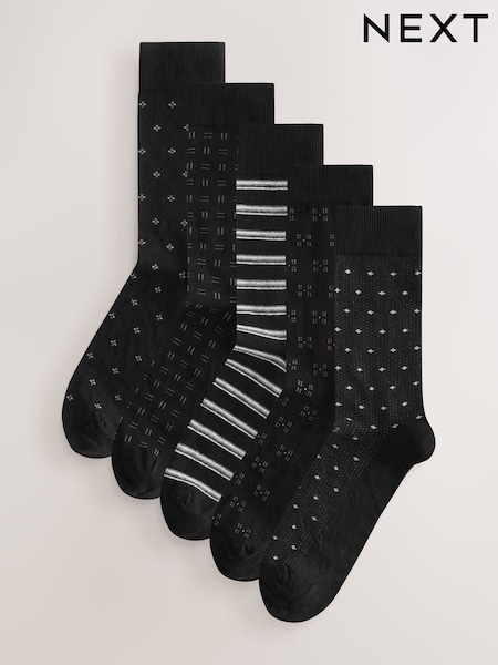 Black/Light Grey Pattern Smart Socks 5 Pack (K79973) | €19
