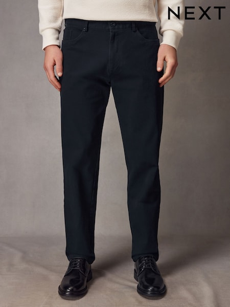 Navy Blue Straight Fit Textured Smart Chinos with Stretch (K80091) | €40