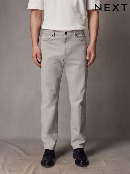 Grey Straight Fit Textured Smart Chinos with Stretch (K80105) | R$ 285