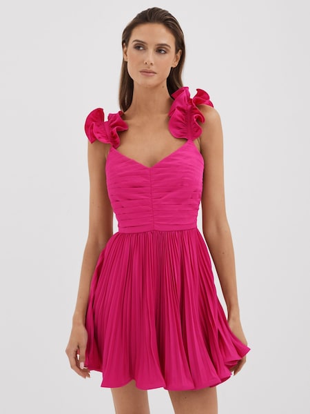 Amur Ruffle Strap Pleated Mini Dress (K80124) | €682