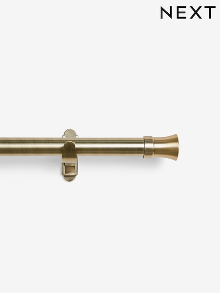 Antique Brass Klick Fit 38mm Trumpet Finial Extendable Curtain Pole Kit (K80151) | €86 - €112