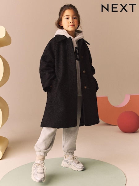 Black Relaxed Fit Overcoat (3-16yrs) (K80169) | €9 - €12