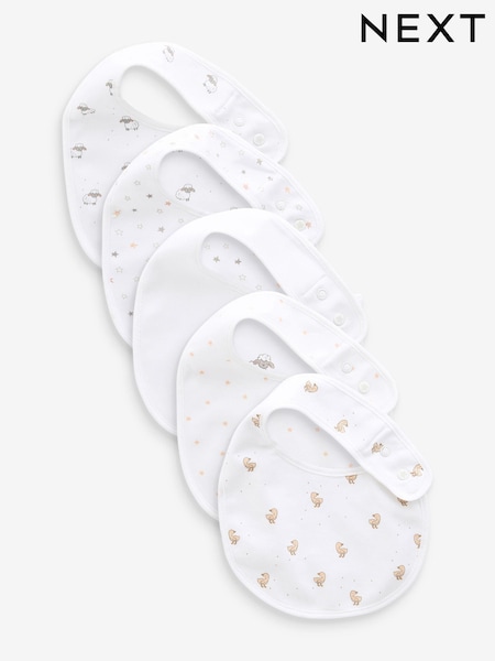 White Animals 100% Cotton Bibs 5 Pack (K80204) | AED39