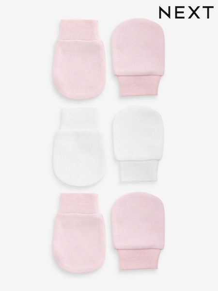 Pink - Baby Scratch Mitts 100% Cotton 3 Pack (K80223) | 4 €