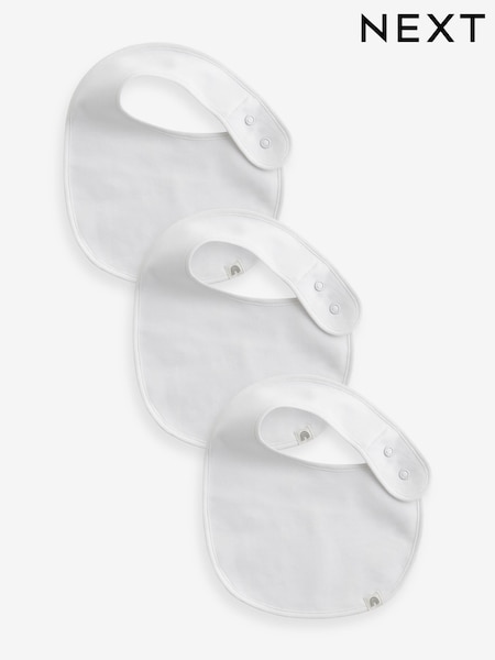 White 100% Cotton Baby Bibs 3 Pack (K80238) | INR 606