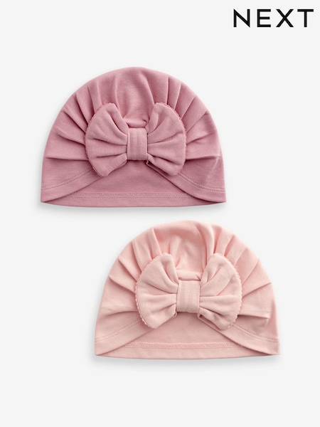 Pink Modern - Baby Bow Turban 100% Cotton Hats 2 Pack (0mths-2yrs) (K80260) | 9 €