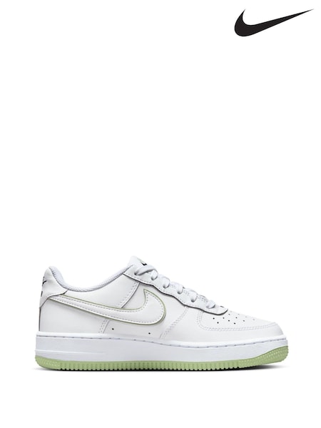 Nike White/Lime Air Force 1 Youth Trainers (K80272) | €44