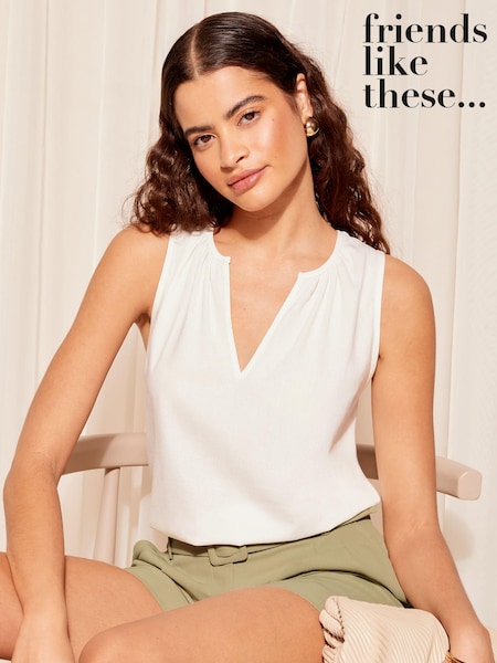 Weiß - Friends Like These Swing Shell Vest Top with Linen (K80274) | 15 €
