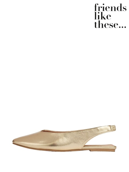 zlata (barva); zlato - Friends Like These Slingback Pointed Toe Ballet Pump Shoes (K80414) | € 15