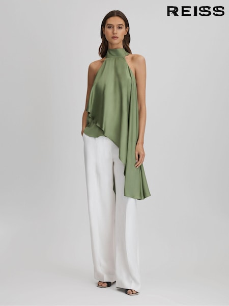 Verde - Reiss Elsie Asymmetric Draped Blouse (K80542) | 225 €