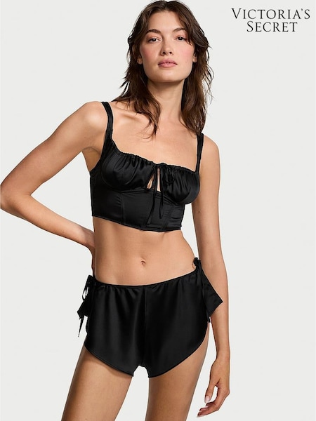 Victoria's Secret Black Satin Corset Cami Set (K80615) | €68