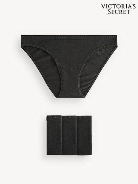 Victoria's Secret Black Bikini Logo 4 Pack Knickers (K80708) | €22.50