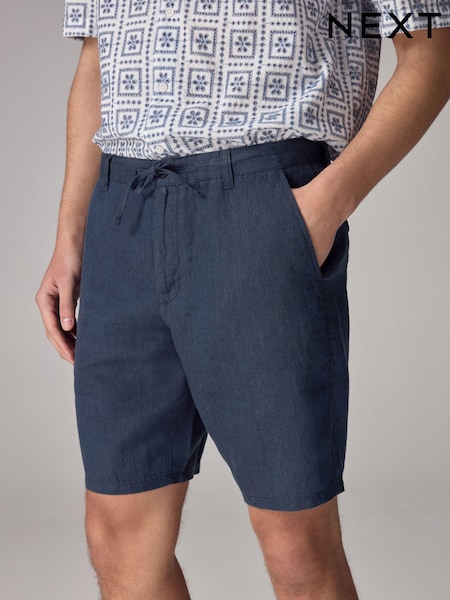 Mornarsko modra - Signature 100% Linen Shorts (K80755) | € 19