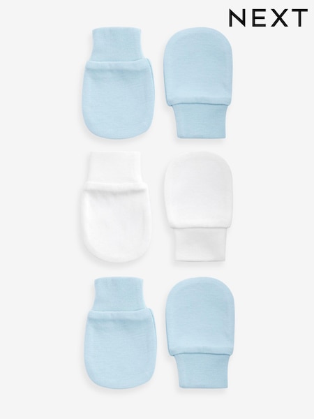 לבן/כחול - Baby Scratch Mitts 3 Pack (K80763) | ‏15‏₪