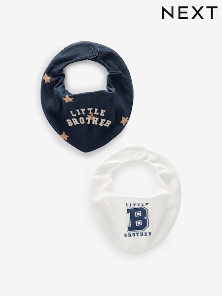 "Little Brother" en azul - Family 100% Cotton Bibs 2 Pack (K80773) | 8 €