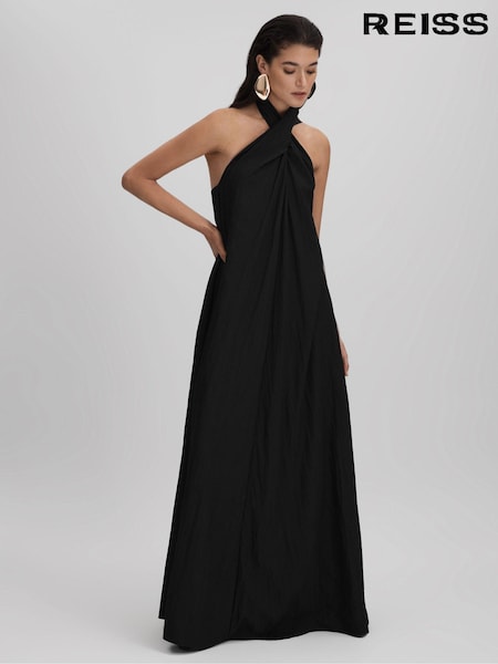 Reiss Phoebe Taffeta Halter Neck Maxi Dress (K80822) | €454