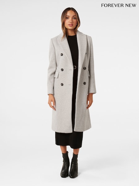 Forever New Grey Petite Mila Longline Button Coat (K80834) | €82