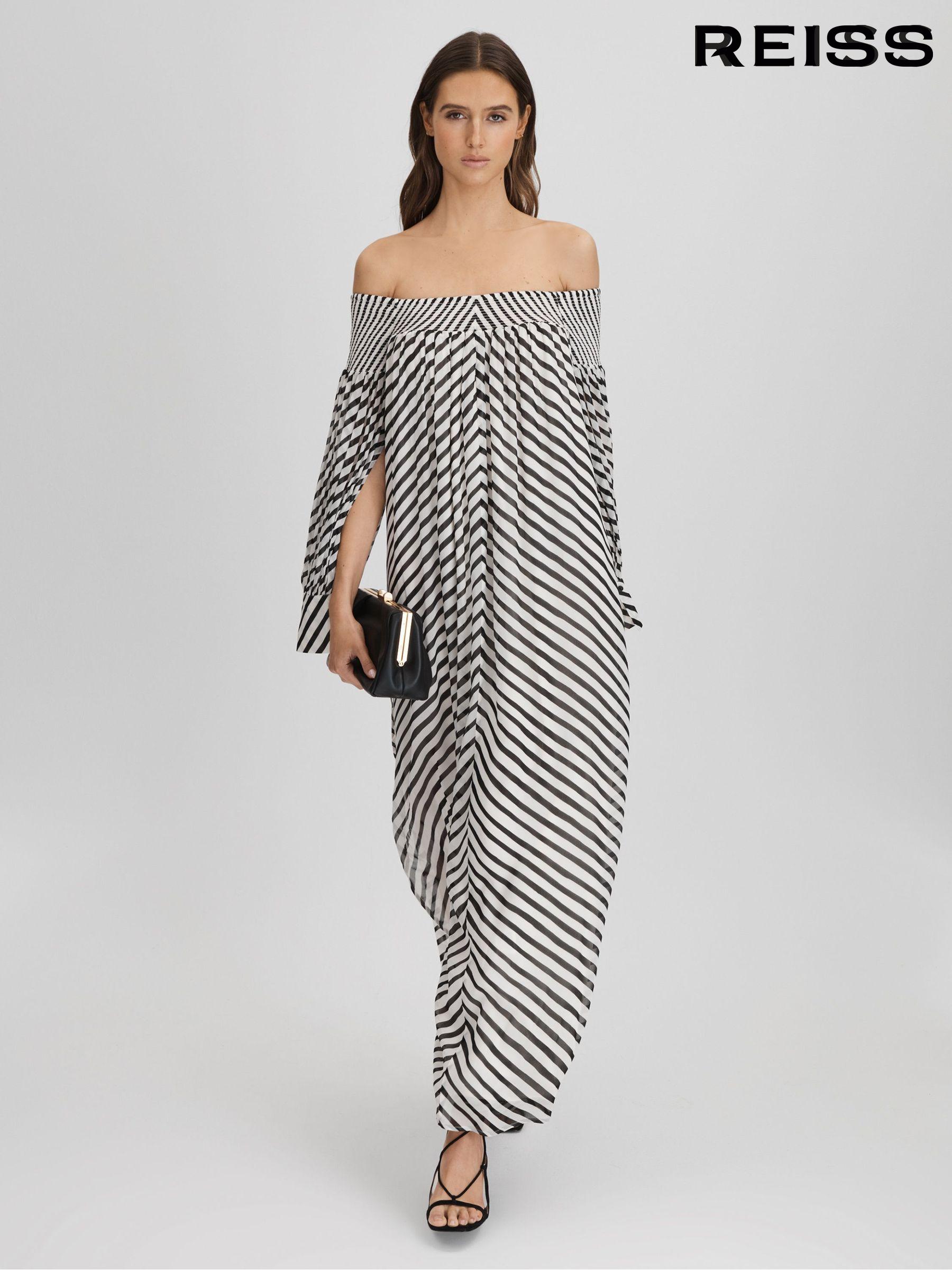Striped bardot dress discount