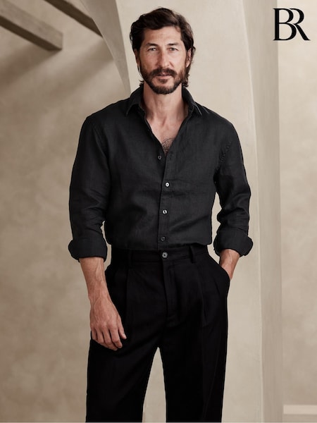 Banana Republic Black Castello Linen Shirt (K80977) | €48