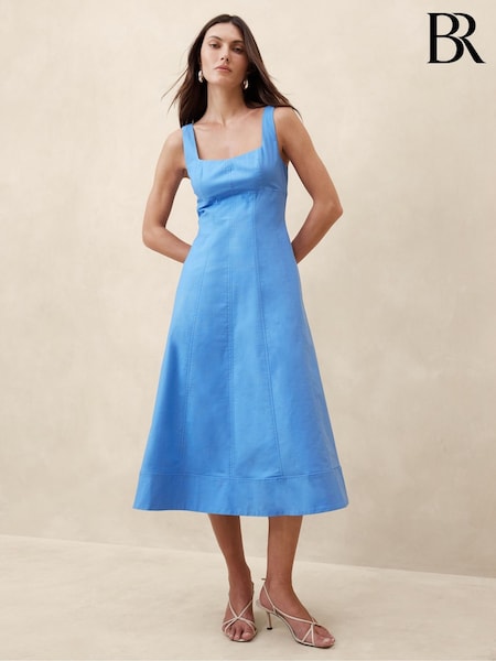 Banana Republic Blue Natalia Square Neck Midi Dress (K80982) | €44