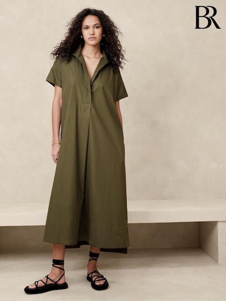 Banana Republic Green Cruz Poplin Maxi Dress (K81023) | €75
