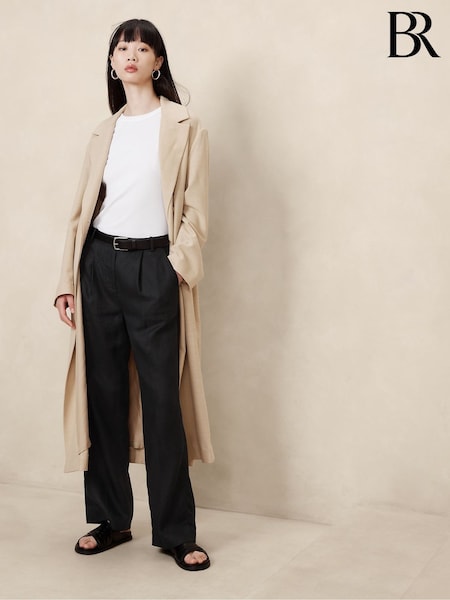 Schwarz - Banana Republic Lina Leinenhose mit geradem Bein (K81028) | 115 €