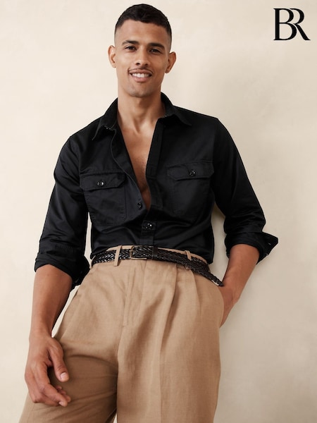 Banana Republic Black Expedition Cotton-Linen Shirt (K81068) | €46