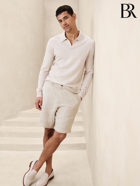 Banana Republic Natural Lino Slim Fit 100% Linen 7"" Shorts (K81070) | €93