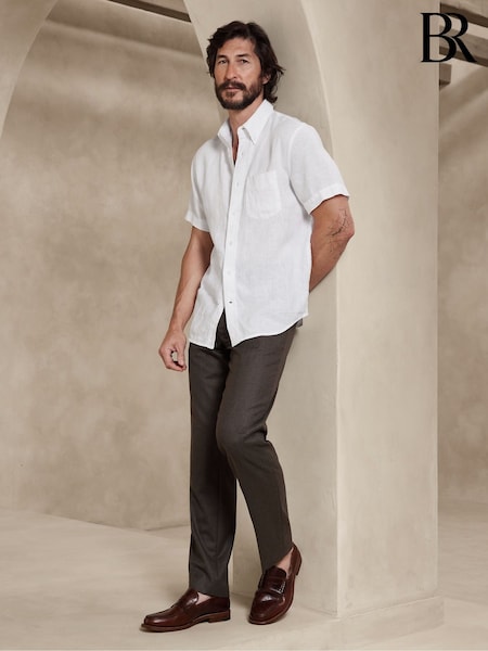 Valkoinen - Banana Republic Castelletto Linen Shirt (K81071) | €102