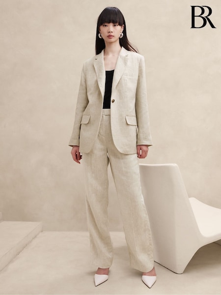 Beige - Banana Republic Lina Relaxed Linen Blazer (K81082) | kr3 900