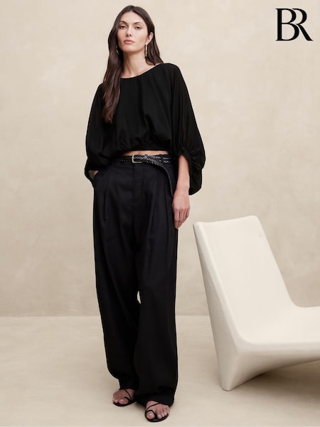 Banana Republic Black Eliana Cotton-Silk Top (K81089) | €65