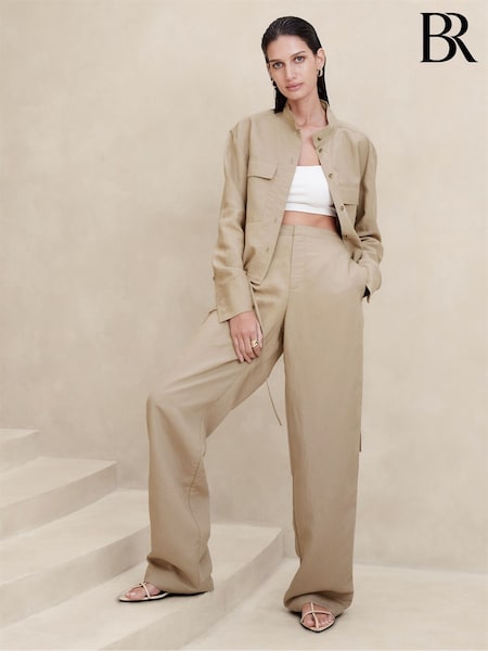 Banana Republic Beige Arcata Tencel-Linen Easy Trousers (K81103) | €31