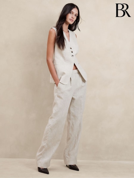 Beige - Banana Republic Lina Leinenhose mit geradem Bein (K81105) | 115 €