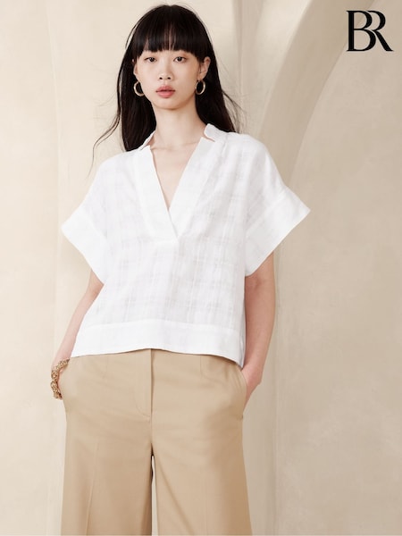 Banana Republic White Laurel Linen Cotton Top (K81124) | €48