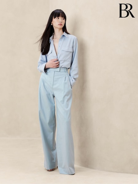 Banana Republic Blue Carmel Pleated Wide-Leg Trousers (K81130) | €29