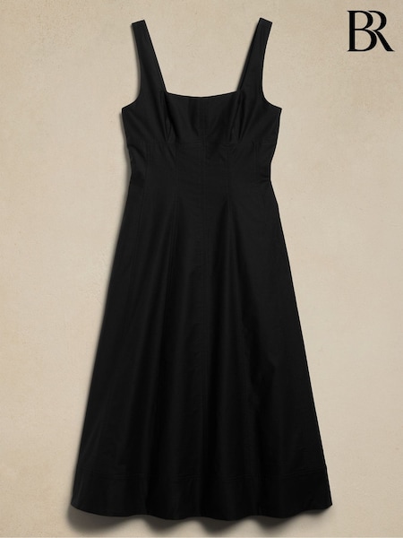 Banana Republic Black Natalia Square Neck Midi Dress (K81133) | €60